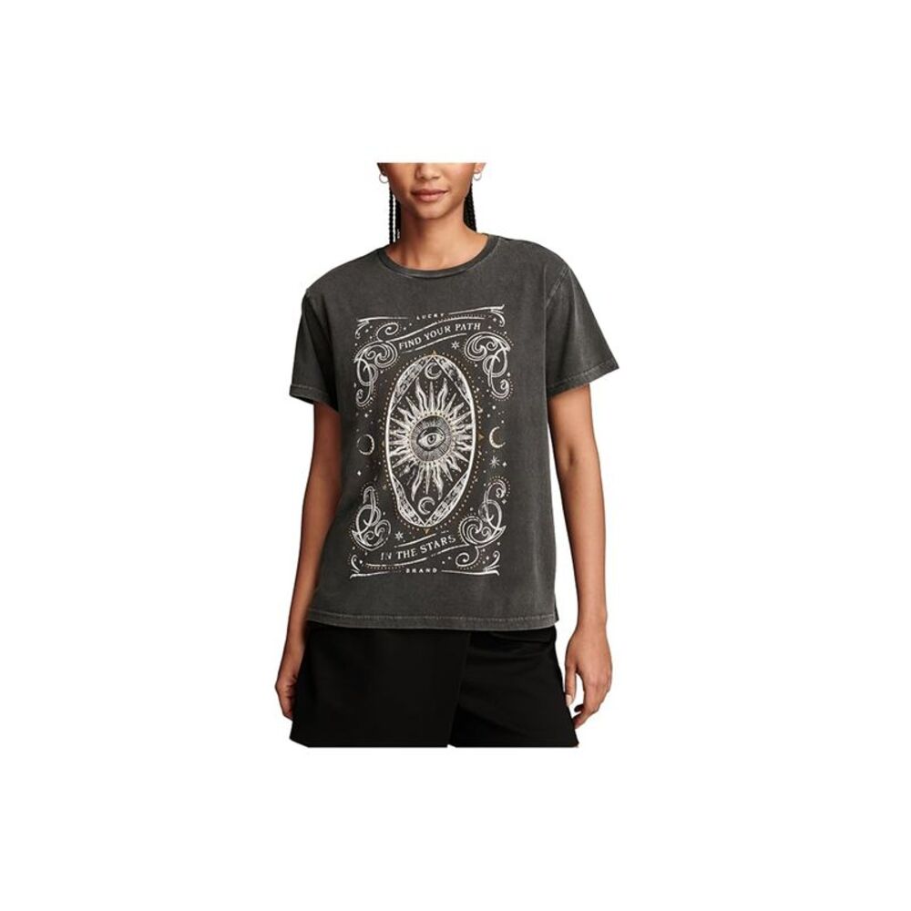 Lucky Brand Womens Find Your Path Studded Graphic T-Shirt, NWT